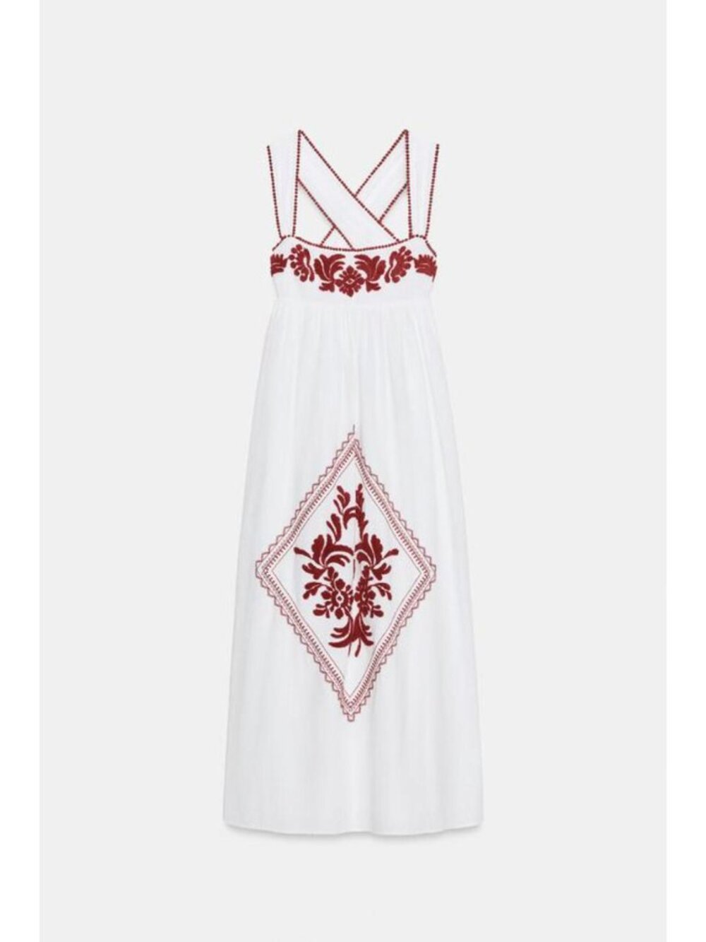 ZARA EMBROIDERED TEXTURED MIDI DRESS - Picture 8 of 10